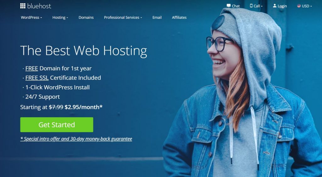 bluehost home page - how to start a blog