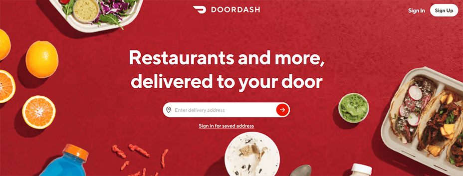doordash homepage