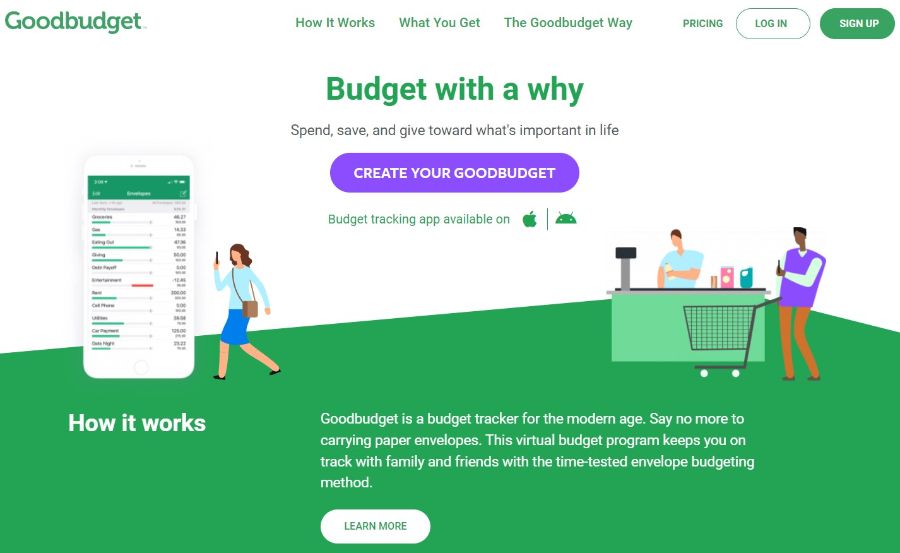 Screenshot of Goodbudget homepage
