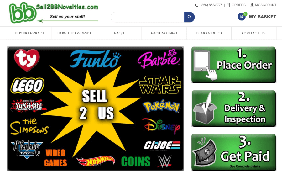 Homepage of Sell2BBNovelties Website