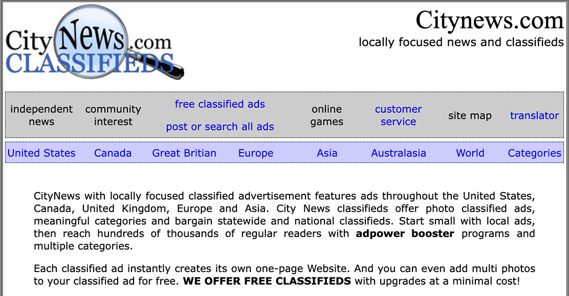 A homepage image of City News website