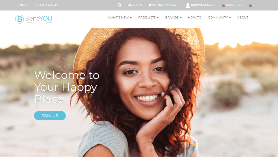 Landing page of BeneYOU website - direct sales companies