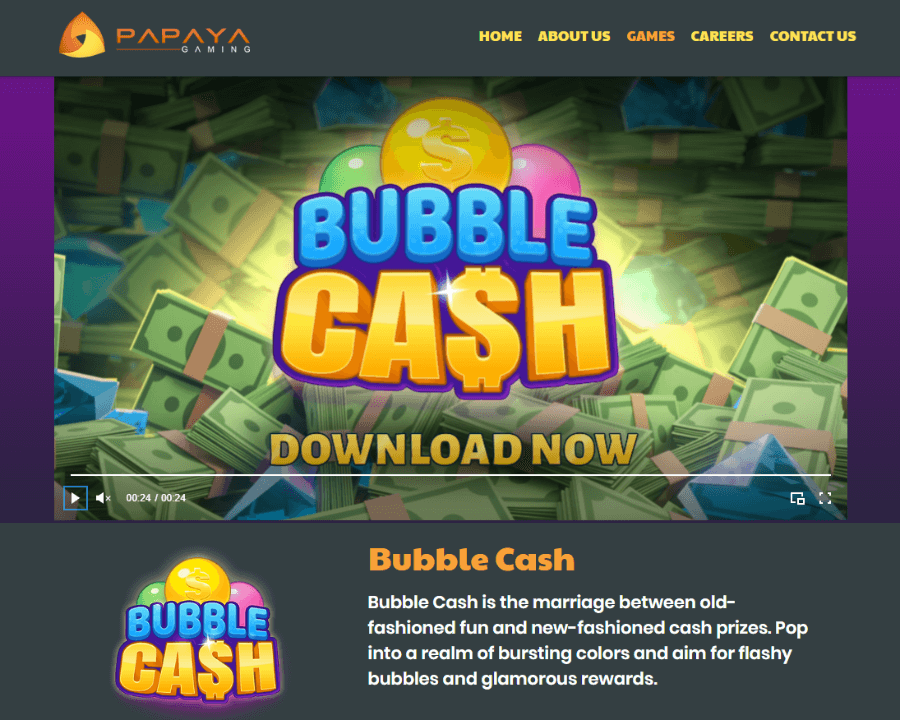 Landing Page of the Bubble Cash website.