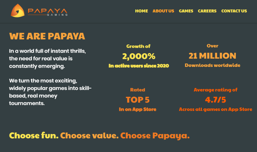 Papa Gaming stats on their website.