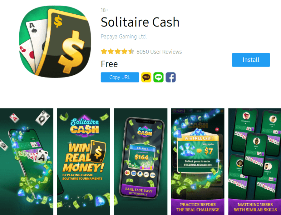 Solitaire Cash app enlistment on Samsung Galaxy Store.