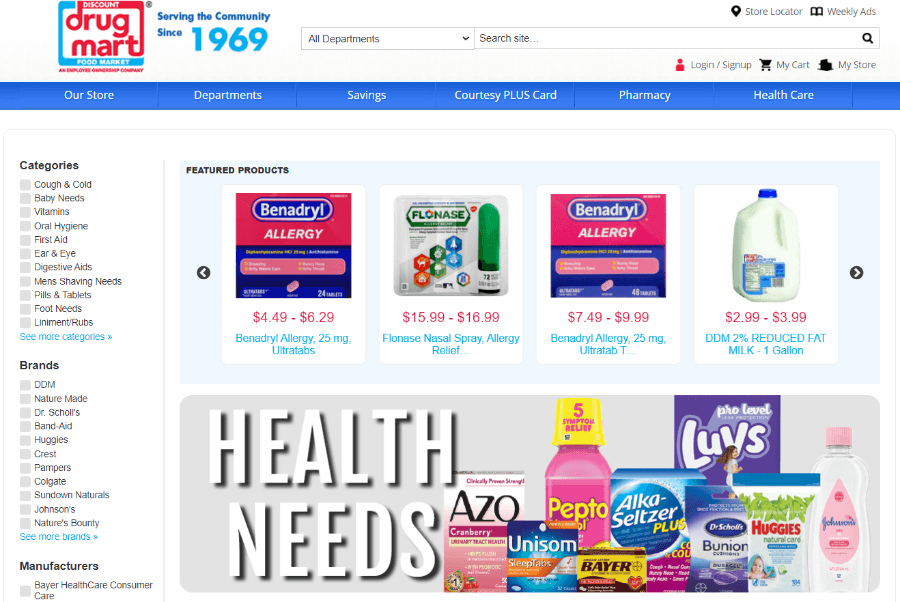 Home page of the Discount-Drugmart website