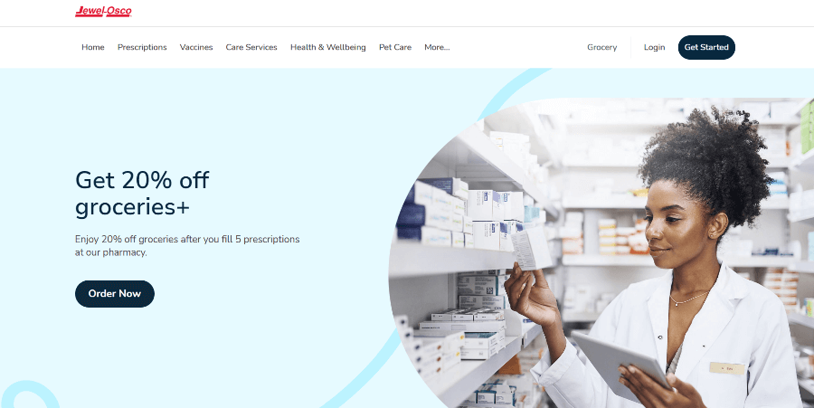 Pharmacy section of the Jewel-Osco website.