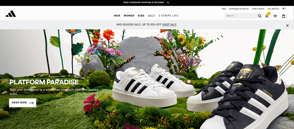 Adidas Website Homepage