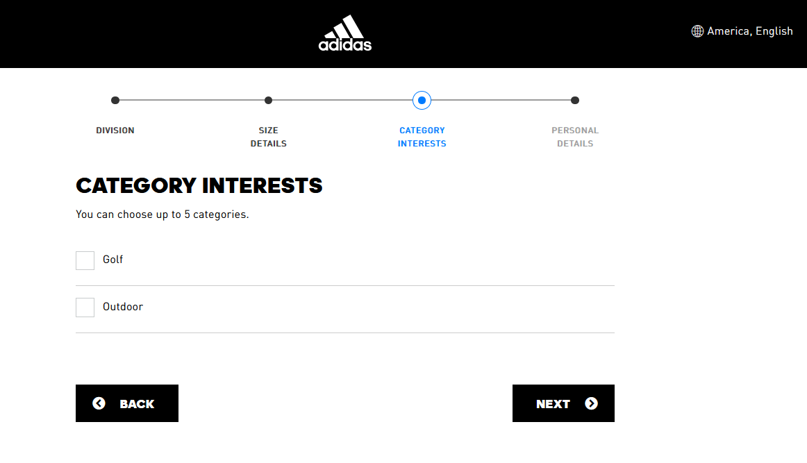 Category Interests screenshot