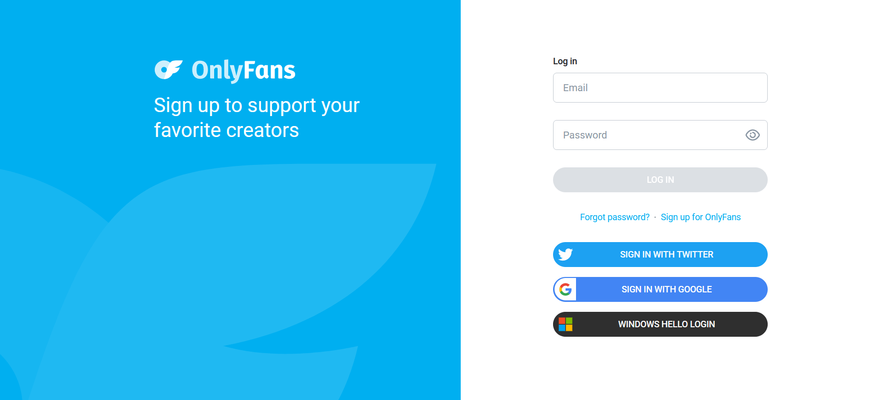 A screenshot of OnlyFans Homepage