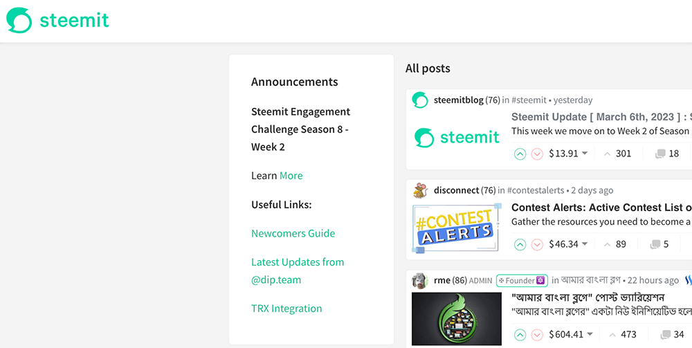 A Screenshot image of the Steemit website