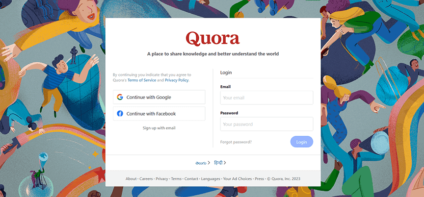 Screenshot of Quora Homepage