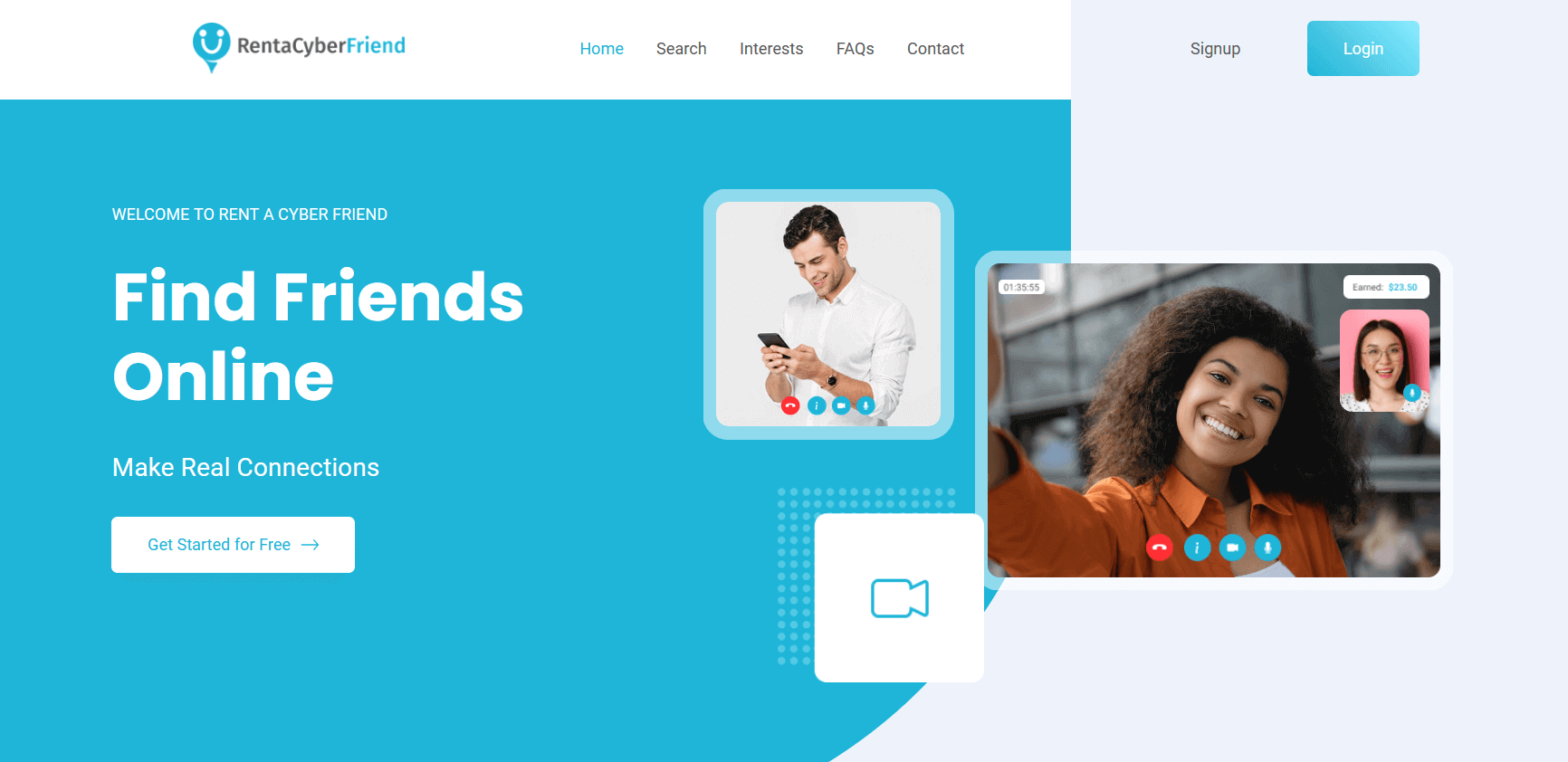 Screenshot of Rent A Cyber Friend Website Homepage