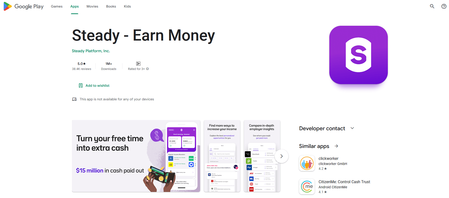 android apps that pay you real money - Steady