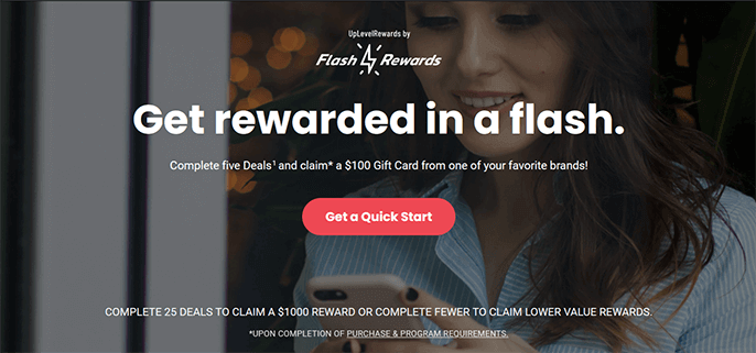 Landing page of the Flash Rewards website.