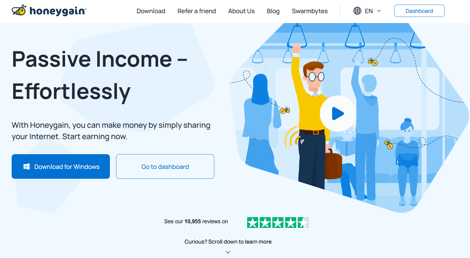Screenshot of Honeygain homepage