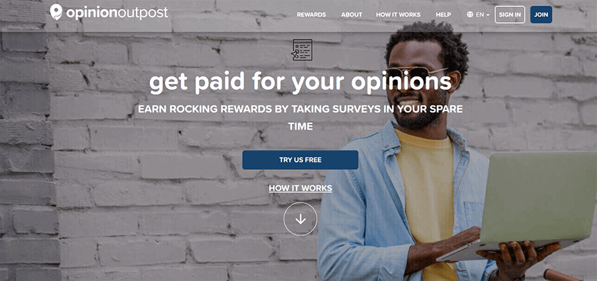 Screenshot of Opinion Outpost Homepage