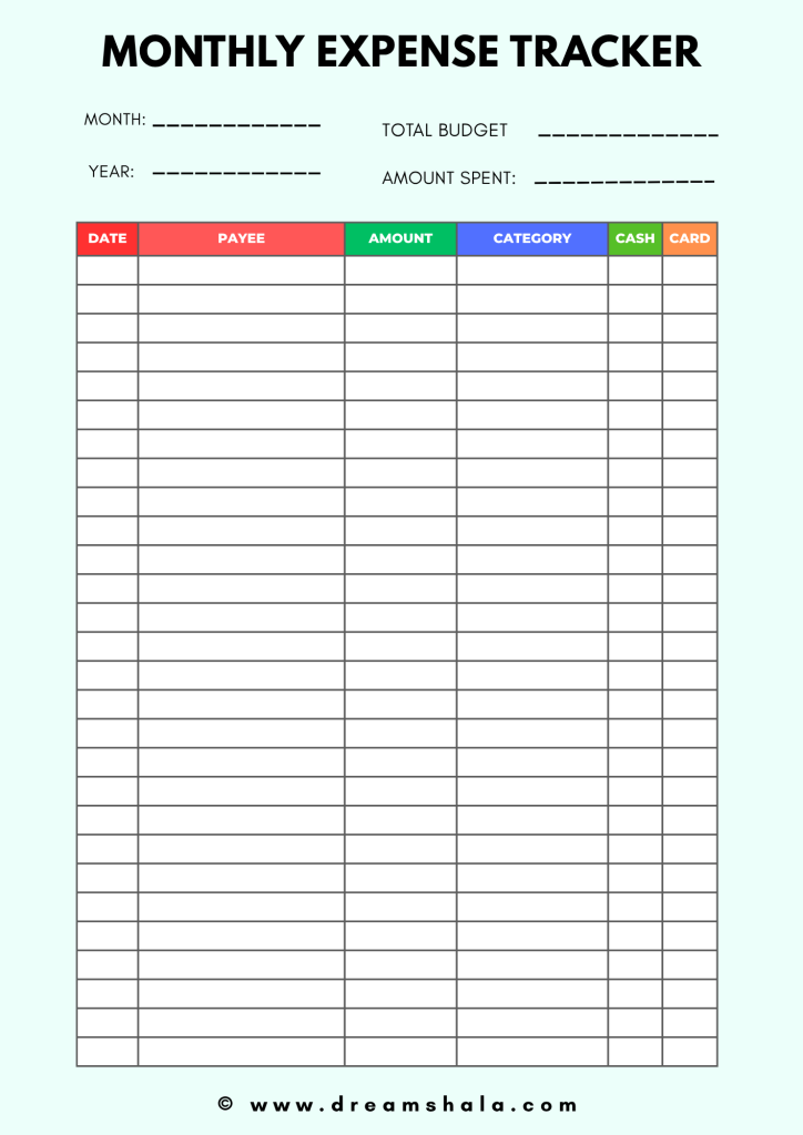 monthly budget tracker
