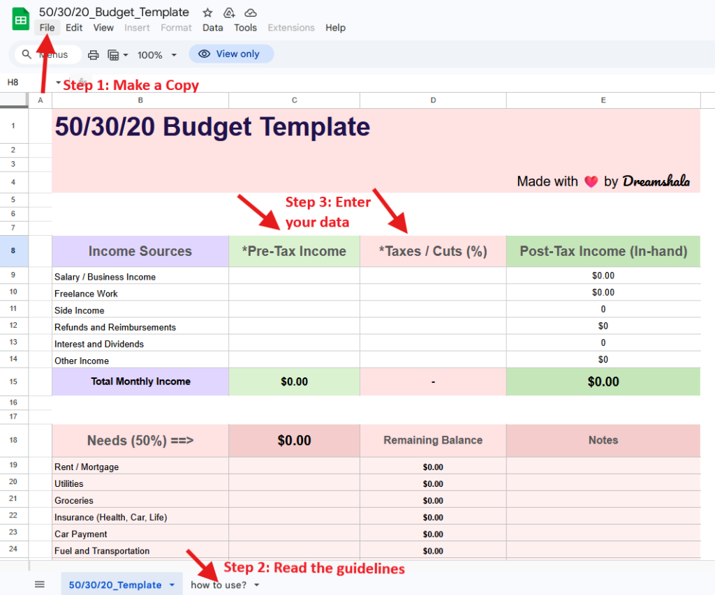 50 30 20 budget template