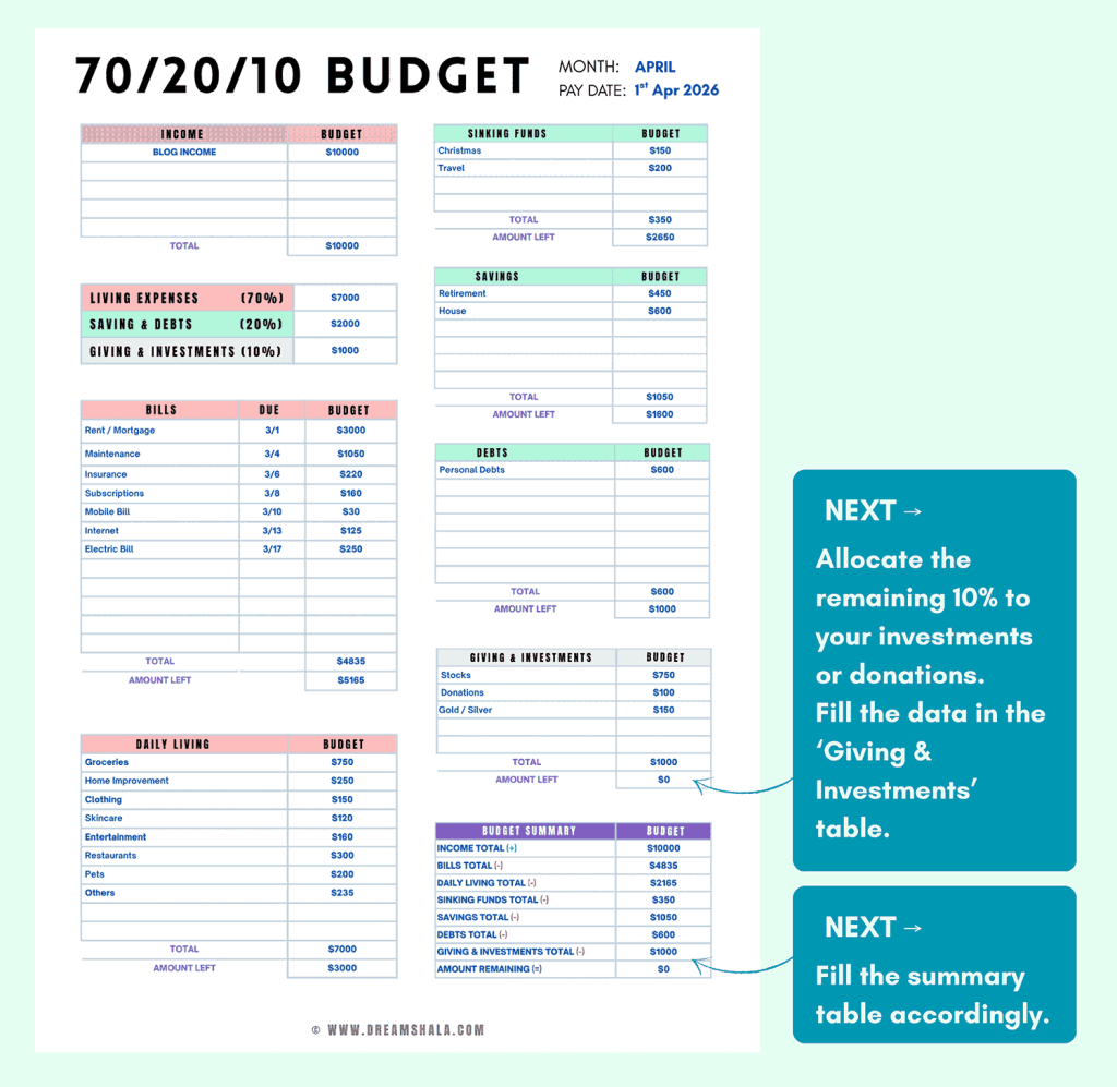 Step 4: add investments and summary