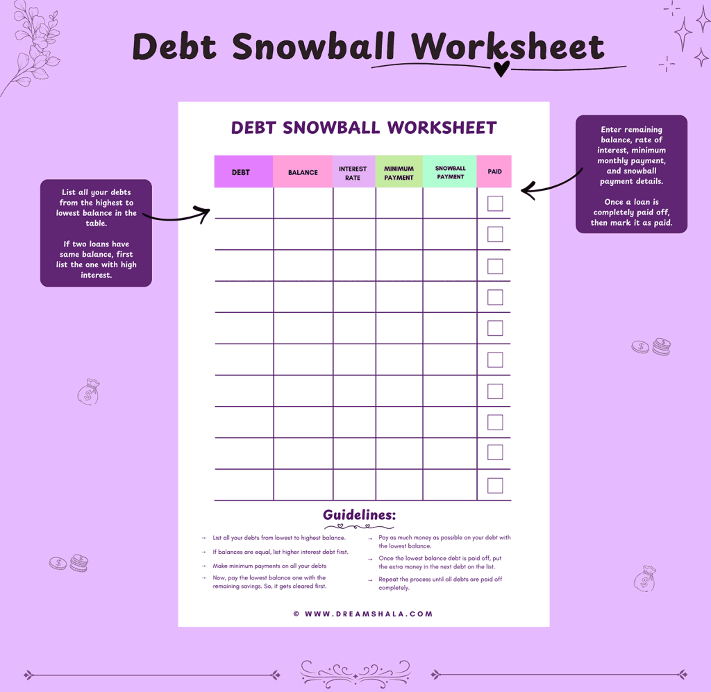 debt snowball worksheet